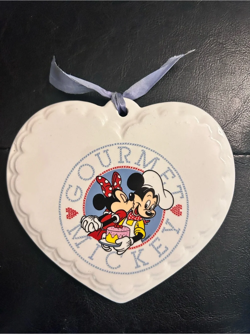 Treasure Craft  Heart Vintage Kitchen Decor Minnie & Mickey with Lavender Ribbon